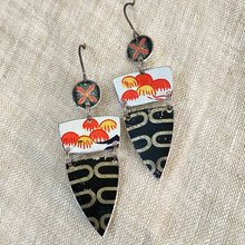 Load image into Gallery viewer, Midnight, Gold &amp; Red Earrings