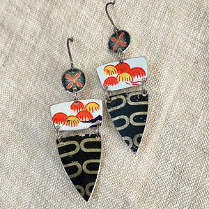Midnight, Gold & Red Earrings