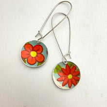 Load image into Gallery viewer, Vintage Red Flowers Medium Basin Earrings