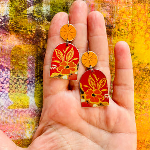 Scarlet & Persimmon Wide Arch Upcycled Tin Earrings