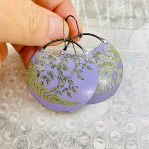 Botanicals on Lavender Upcycled Tin Circle Earrings
