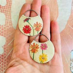 Gerber Daisies Upcycled Tin Earrings