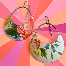 Load image into Gallery viewer, Big Pink Rose Crescent Circles Earrings