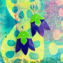 Load image into Gallery viewer, Royal Purple Fancy Tulips Tin Earrings