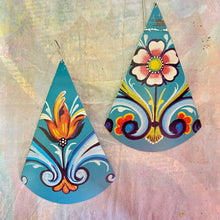 Load image into Gallery viewer, Mixed Rosemaling Cones Tin Earrings