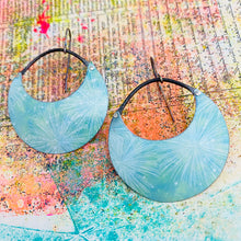 Load image into Gallery viewer, Aqua Fireworks Crescent Circles Tin Earrings