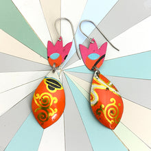 Load image into Gallery viewer, Cerise Tulips &amp; Tangerine Drop Earrings