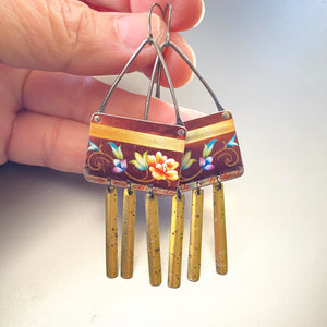 Coppery Rectdangle Tin Earrings