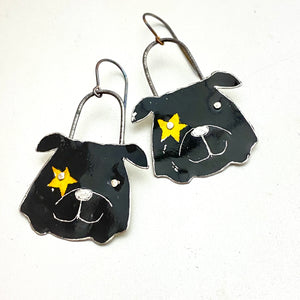 Yellow Star Bulldogs Tin Earrings