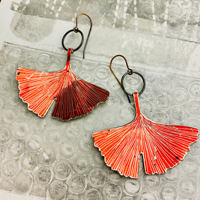 Shimmery Red Gingko Leaves   |   Recycled Tin Earrings