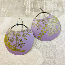 Load image into Gallery viewer, Botanicals on Lavender Upcycled Tin Circle Earrings