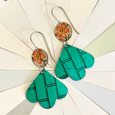 Pink Flowers & Turquoise Trefoil Earrings
