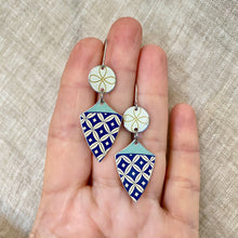 Load image into Gallery viewer, Midnight Blue Harlequin Pattern Little Drop Earrings