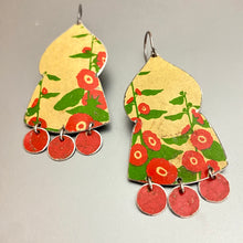 Load image into Gallery viewer, Vintage Hollyhock Temple Drop Tin Earrings