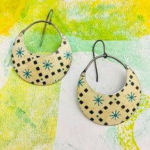 Load image into Gallery viewer, Retro Starburst Crescent Circles Tin Earrings