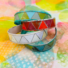 Load image into Gallery viewer, Snowy Triangles Tesserae Tin Cuff