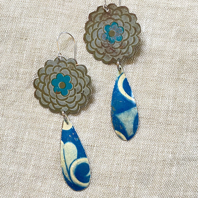 Mums and Water Drop Earrings