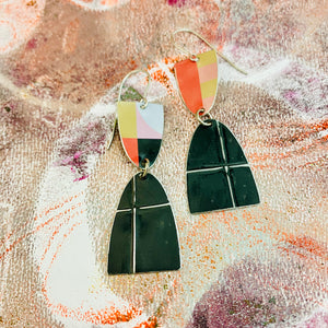 Midnight Colorblock Mod Arches Drop Tin Earrings