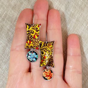 Chocolate Crackle Mod Rectangle Earrings