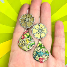 Load image into Gallery viewer, Golden Blossom &amp; Florentine Pattern Earrings