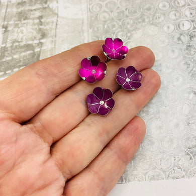 RESERVED Winecup, Purple, Blue Tiny Blossoms Post Earrings