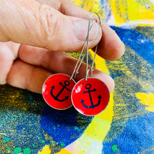 Load image into Gallery viewer, Anchors on Scarlet Medium Basin Earrings