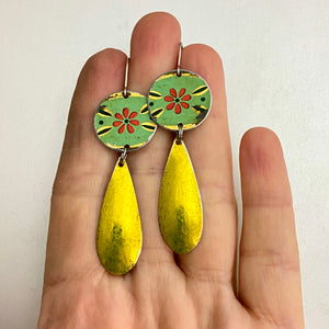 Shimmery Golden Droplet Tin Earrings