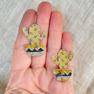Li’l Potted Calico Cactus Tin Earrings