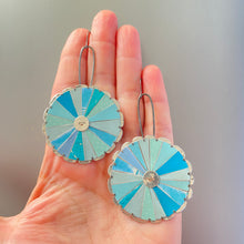 Load image into Gallery viewer, Rave Mandala Aqua Tin Earrings