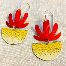 Load image into Gallery viewer, Red Mod Succulents Upcycled Tin Earrings