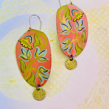 Load image into Gallery viewer, Vintage Pink Seedpod Drop Tin Earrings