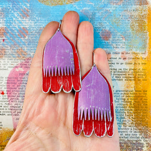 Lilac & Claret Fantasy Flowers Tin Earrings