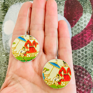 Japanese Family Circle Tin Earrings