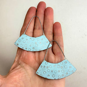 Circle-y Icy Blue Wide Fan Tin Earrings