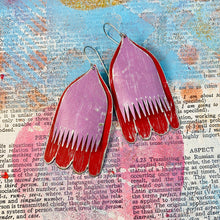 Load image into Gallery viewer, Lilac &amp; Claret Fantasy Flowers Tin Earrings