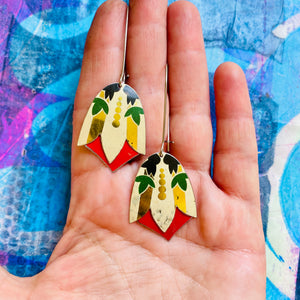 Little Golden Fancy Tulips Tin Earrings