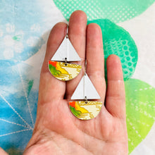 Load image into Gallery viewer, Shoreline Upcycled Tin Sailboat Earrings