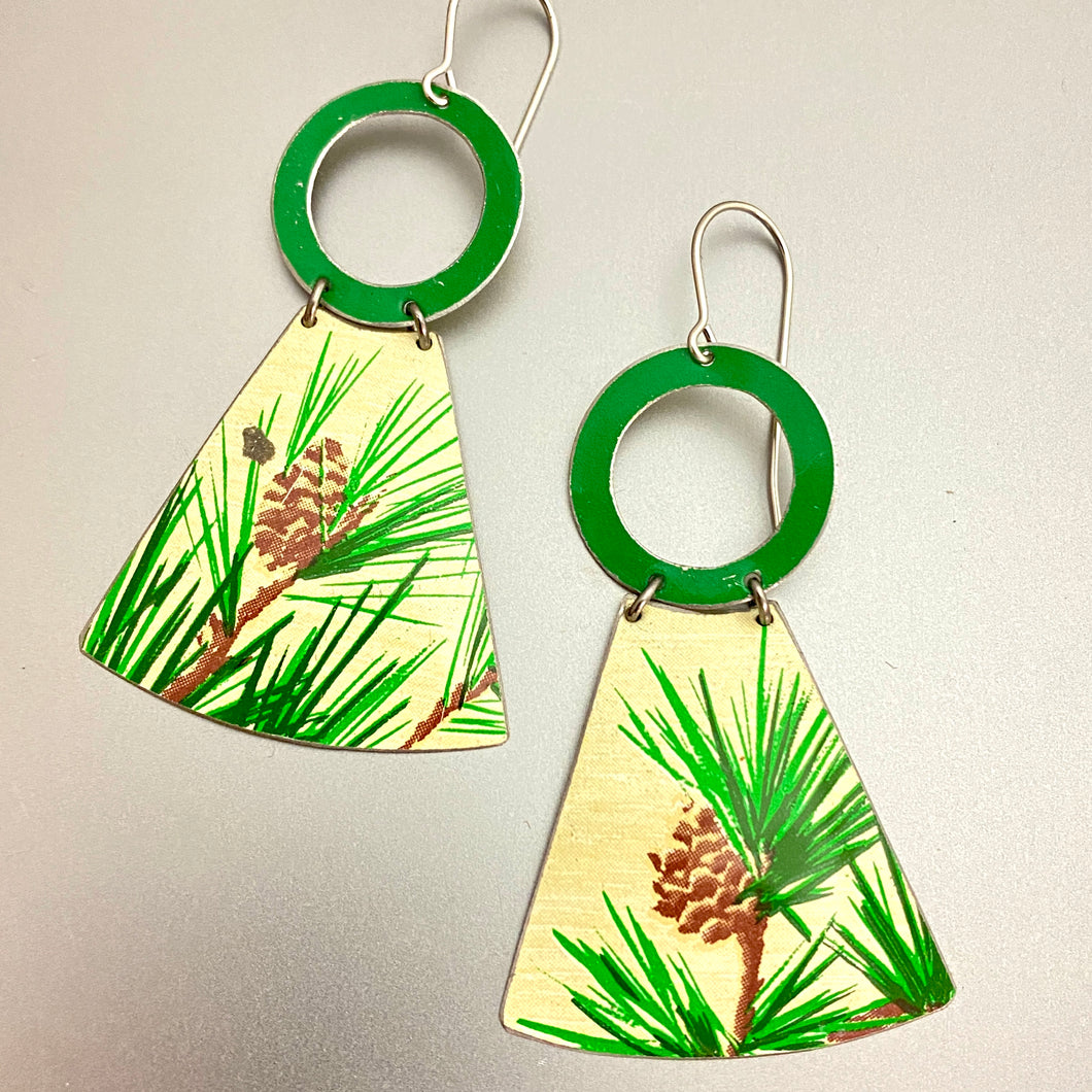 White Pine Small Fans Tin Earrings