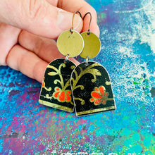 Load image into Gallery viewer, Scarlet Flower Wide Arch Upcycled Tin Earrings