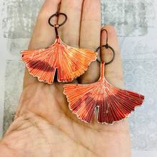 Load image into Gallery viewer, Shimmery Red Gingko Leaves   |   Recycled Tin Earrings