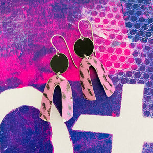 Lilac Leopard Upcycled Tin Earrings
