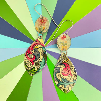 Florentine Pattern Tear Drop Earrings