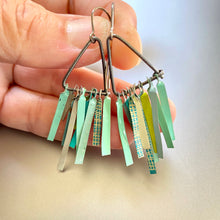 Load image into Gallery viewer, Mixed Turquoises Fringe-y III Tin Earrings