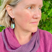 Load image into Gallery viewer, Mixed Purples Fringe-y Tin Earrings