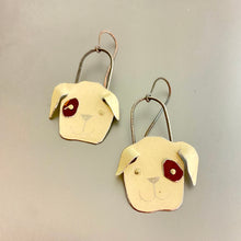 Load image into Gallery viewer, Cream &amp; Chocolate Puppies Tin Earrings