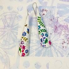 Load image into Gallery viewer, Happy Flowers Long Drop Tin Earrings