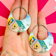 Load image into Gallery viewer, Bluebird House Crescent Circle Earrings