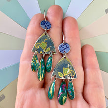 Load image into Gallery viewer, Mixed Vintage Blues &amp; Greens Chandelier Earrings