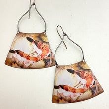 Load image into Gallery viewer, Bird Pair Wide Fan Tin Earrings