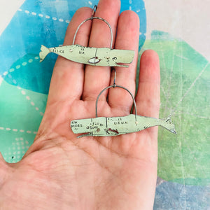 S. Pacific Sperm Whales Upcycled Tin Earrings